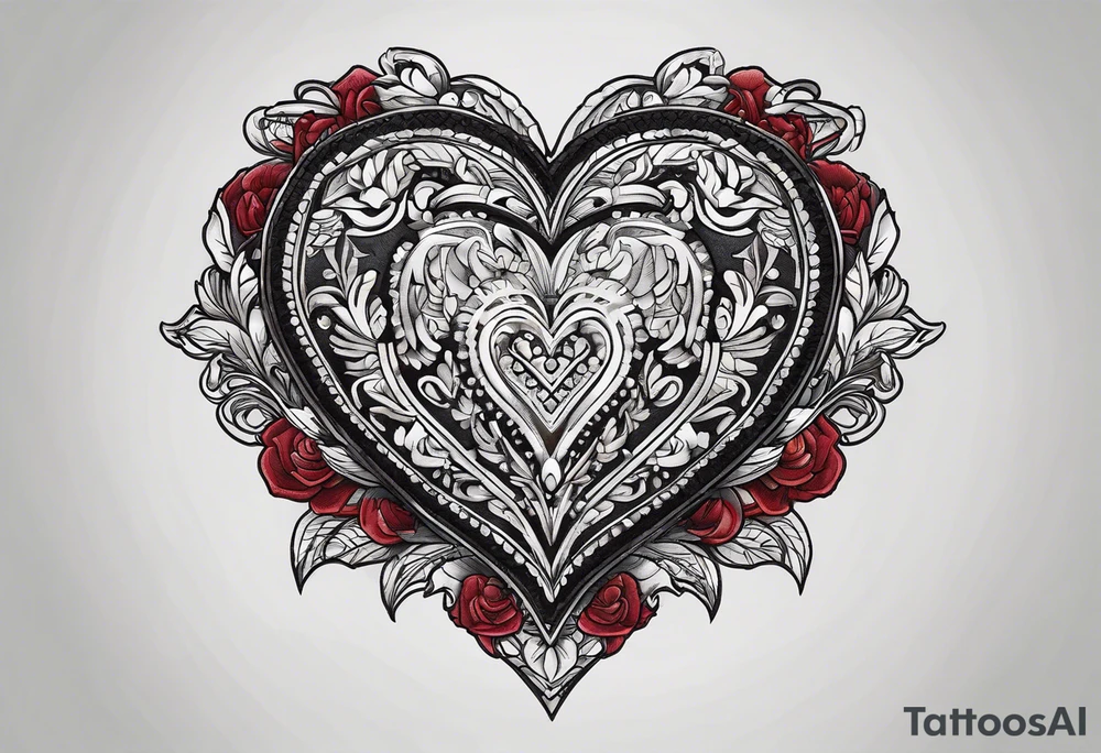 Embroidery heart tattoo idea