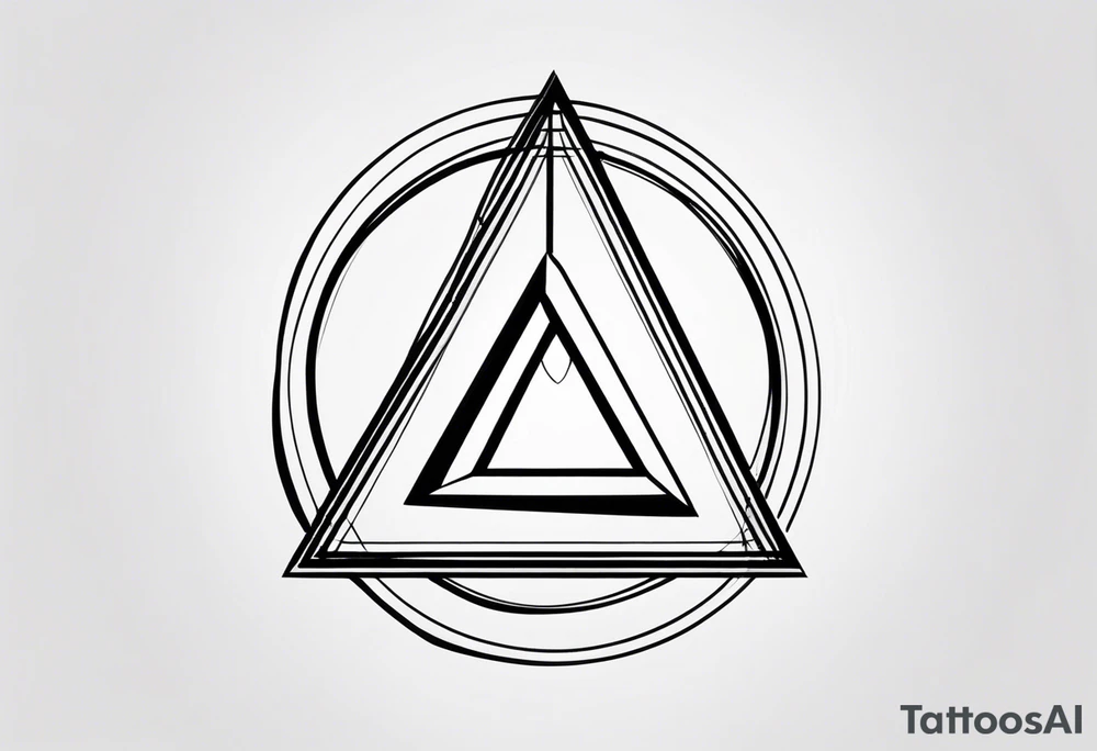 A triangle with a thicker lower side, inside a circle, very simple and minimalistic. tattoo idea