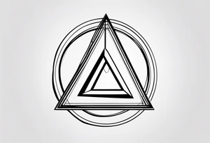 A triangle with a thicker lower side, inside a circle, very simple and minimalistic. tattoo idea