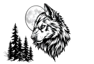 werewolf,moon,forest. tattoo idea