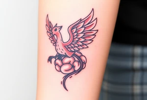 A phoenix rising out of a brain looking powerful tattoo idea