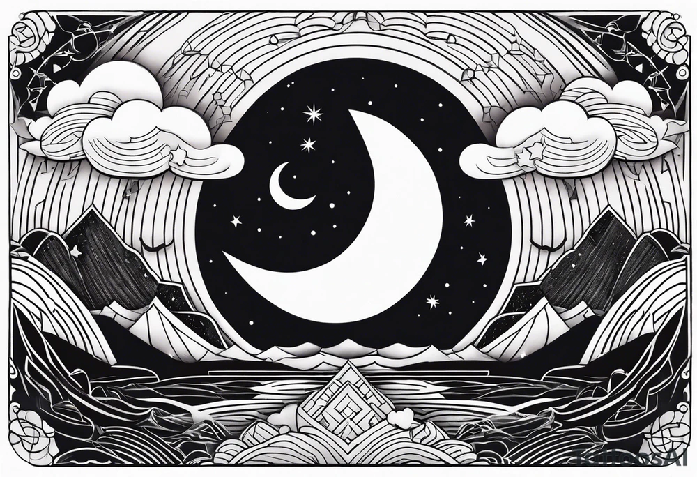 Moon with cloud tattoo idea