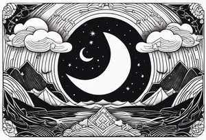 Moon with cloud tattoo idea