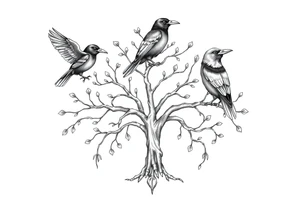 Irish family tree with 3 ravens tattoo idea