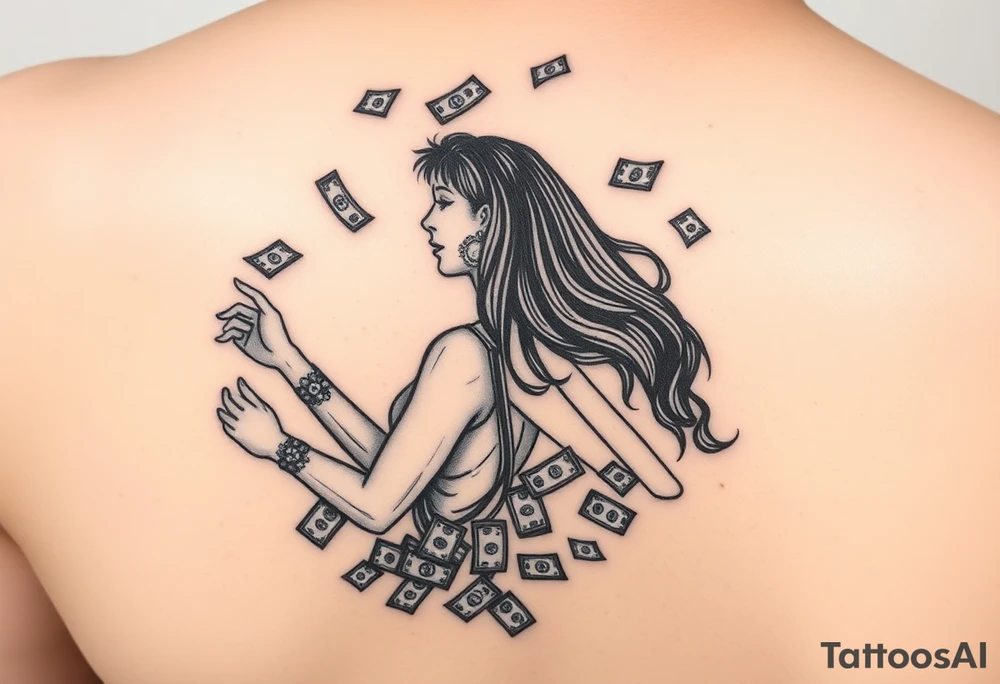 Riding in a car with my bestie money falling around us tattoo idea