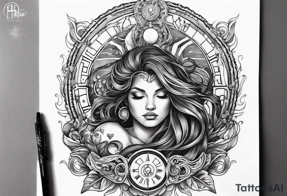 black band around the arm but in the middle of the band has the zodiac Aquarius. tattoo idea