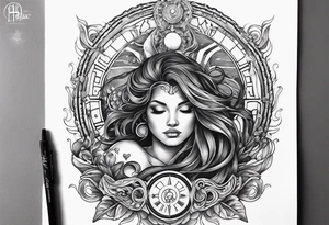 black band around the arm but in the middle of the band has the zodiac Aquarius. tattoo idea