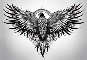 condor wings spread upper back tattoo idea
