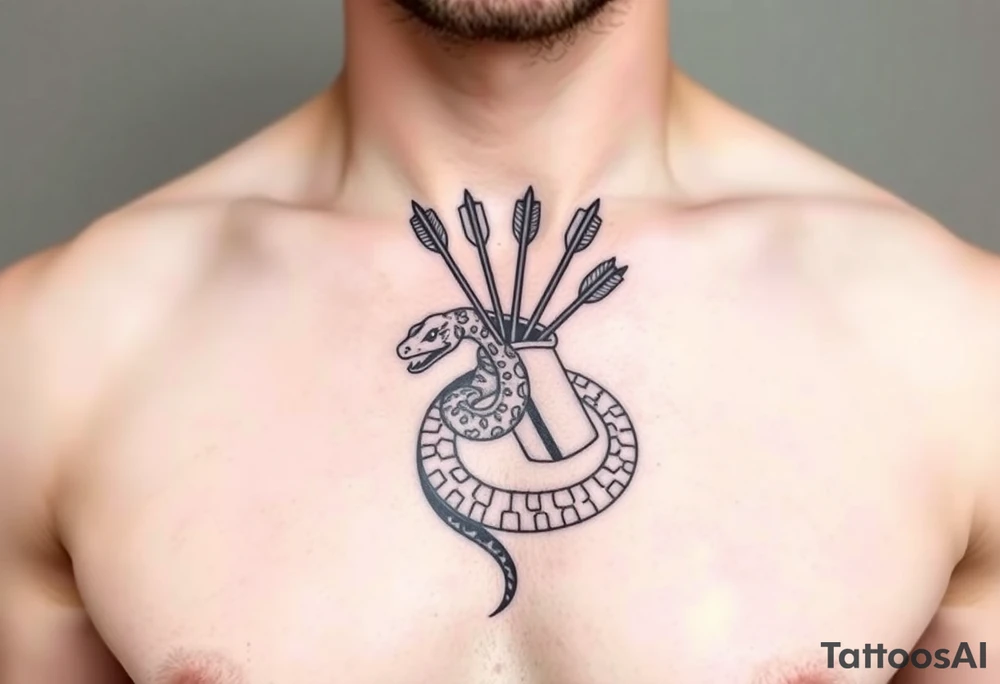 snake carrying a bunch of arrows in a quiver on its back tattoo idea