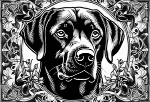 Clover leaf card with a cross and blue eyes of a Labrador retrevier and a cross tattoo idea