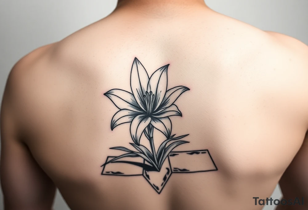 lily coming up out of the tile floor tattoo idea