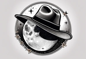 A moon with a cowboy hat tattoo idea