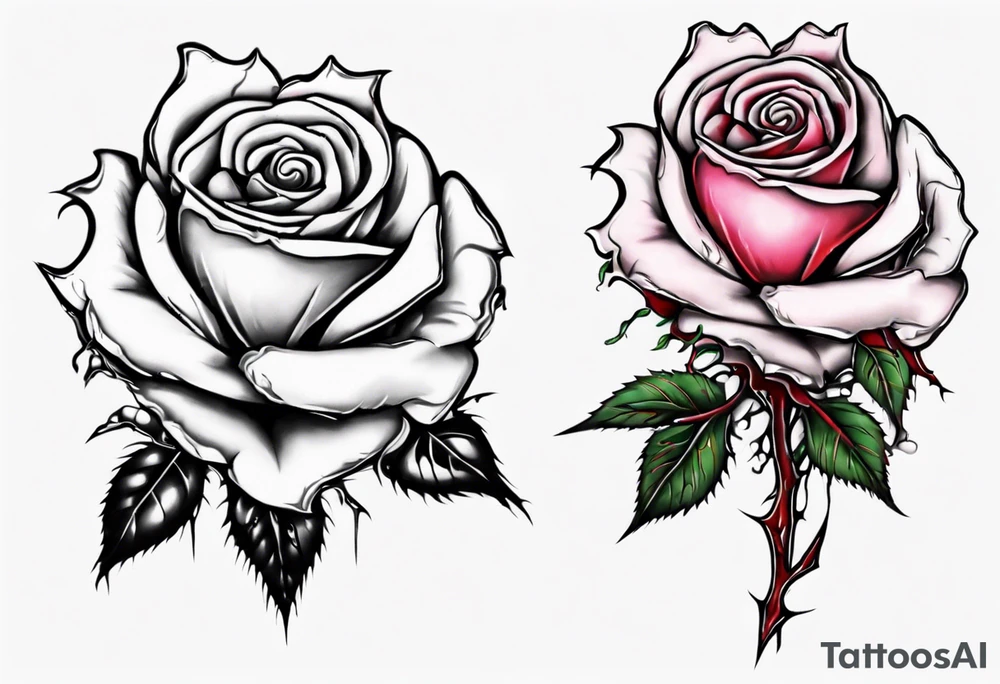 bleeding rose flower without stem flowers and only thorns tattoo idea
