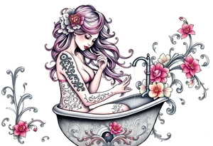 girl cleaning bathroom tattoo idea