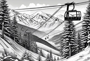 ski resort with 
chair lifts tattoo idea