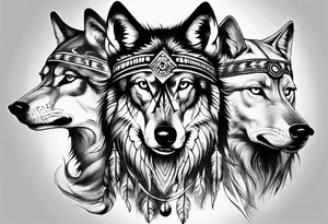 Indian Theme wolf photorealism tattoo idea