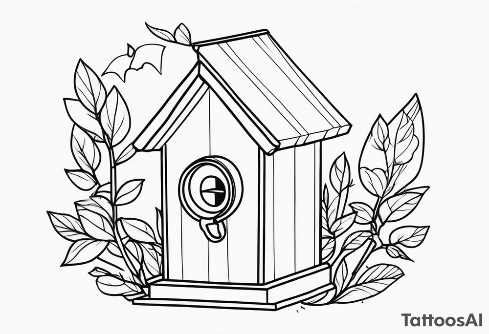Outline of a birdhouse tattoo idea
