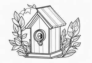 Outline of a birdhouse tattoo idea
