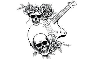 Electric guitar with skulls and roses on it tattoo idea