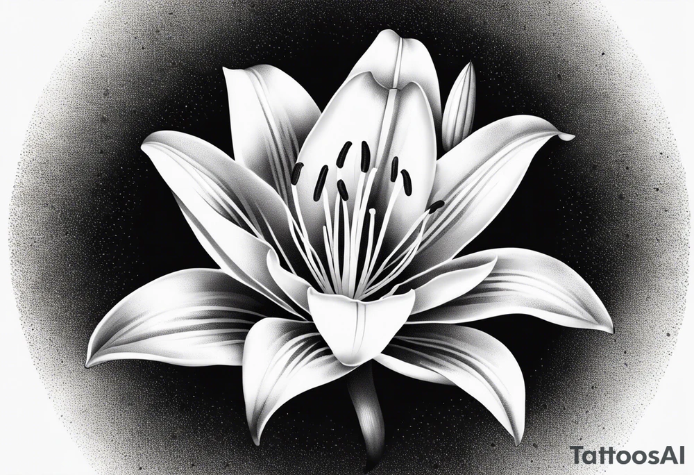 2d lily flower with white background tattoo idea