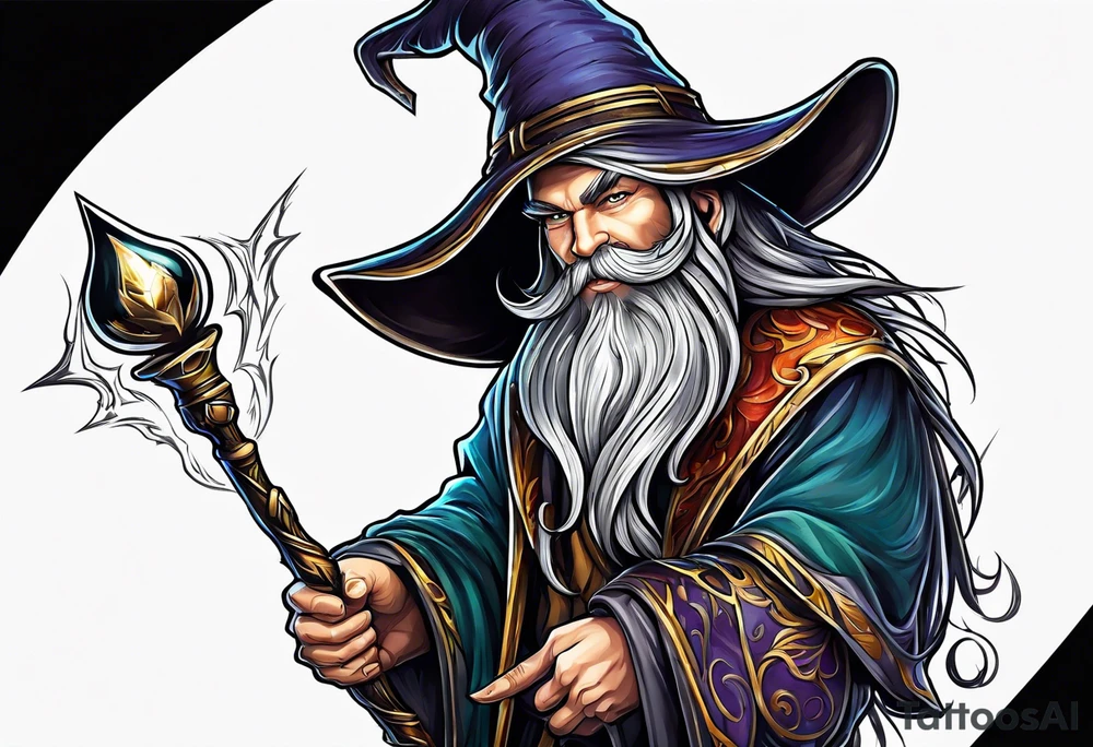 wizard with staff tattoo idea