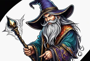 wizard with staff tattoo idea