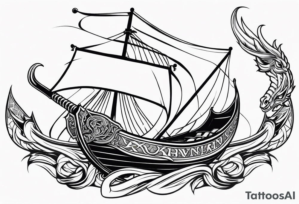 Valhalla sword shield viking ship dragon head tattoo idea Valhalla sword shield viking ship dragon head tattoo idea