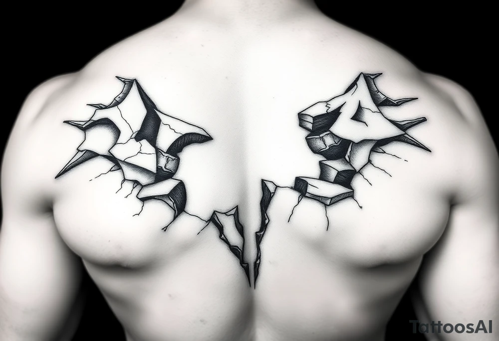 3d broken skin tattoo idea
