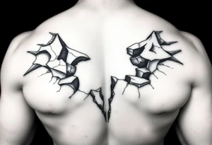 3d broken skin tattoo idea
