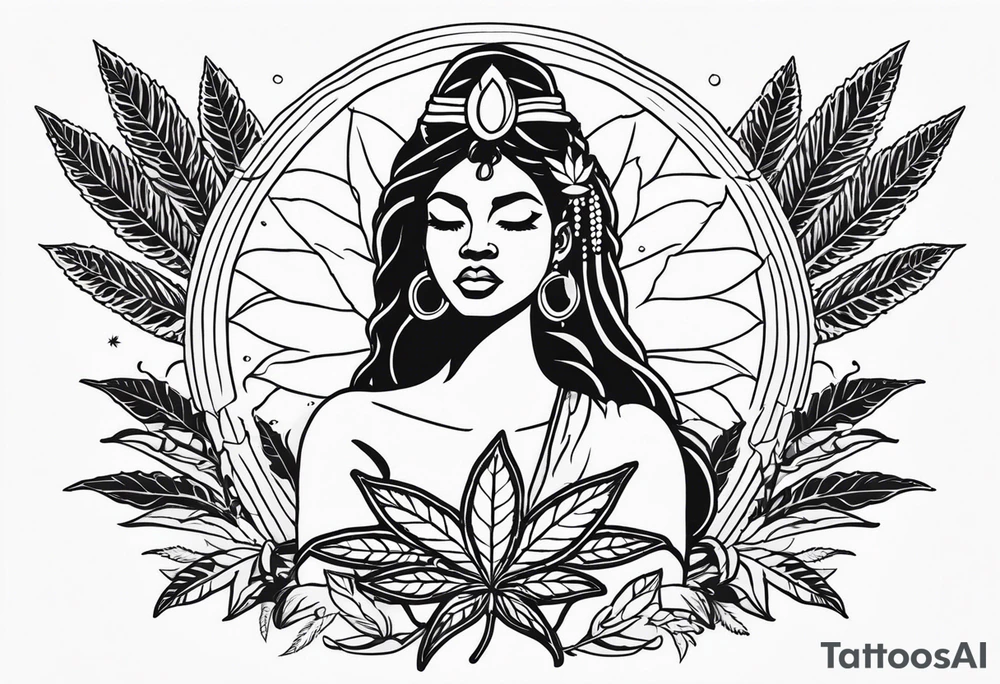 Black Goddess of marijuana tattoo idea