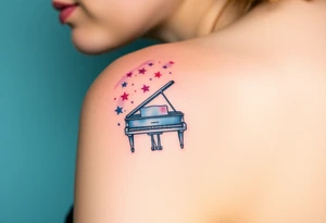 dreamy piano under the stars tattoo idea