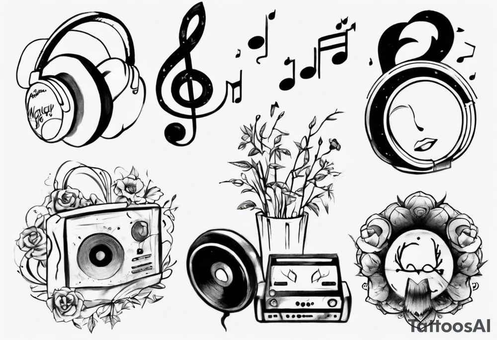 Simplicity love with music inspiration tattoo idea