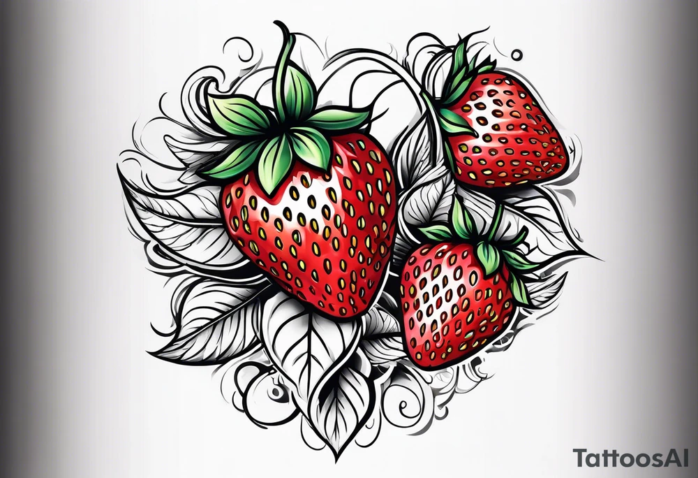 Single Strawberry tattoo idea