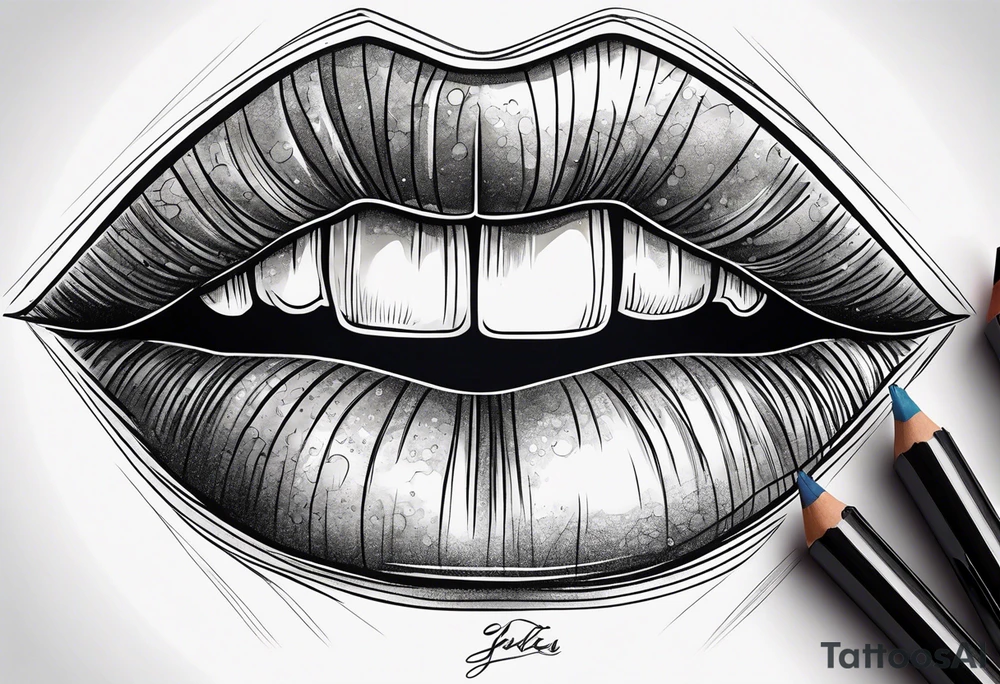Sexy female lips tattoo idea