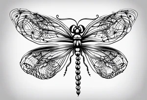 fine line barbed wire small dragonfly tattoo idea