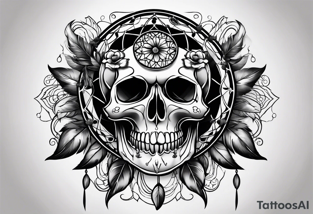 Dream catcher with skulls tattoo idea