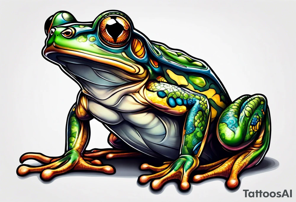 Muscular frog monster tattoo idea