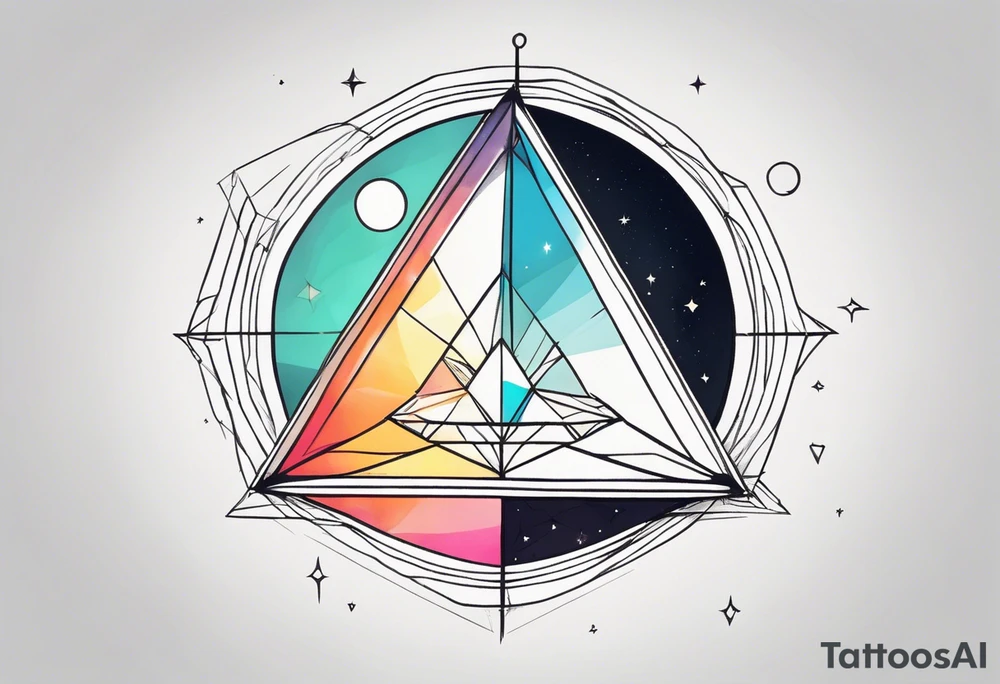 A universe contained in a prism. Light rays enter and exit from one side to the other. tattoo idea