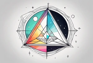 A universe contained in a prism. Light rays enter and exit from one side to the other. tattoo idea