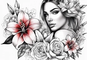 Floral with flowers biceps Lillie’s tattoo idea