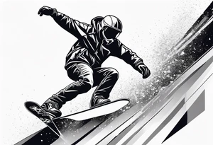 snowboarder hitting a rail of a broken humerus bone tattoo idea