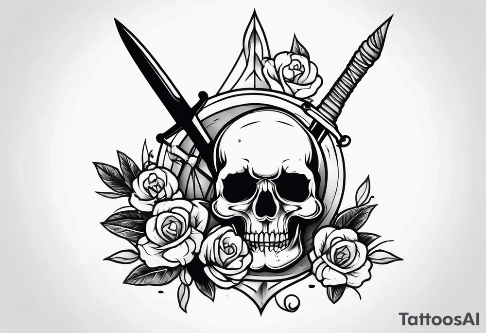 Skull and dagger tattoo idea