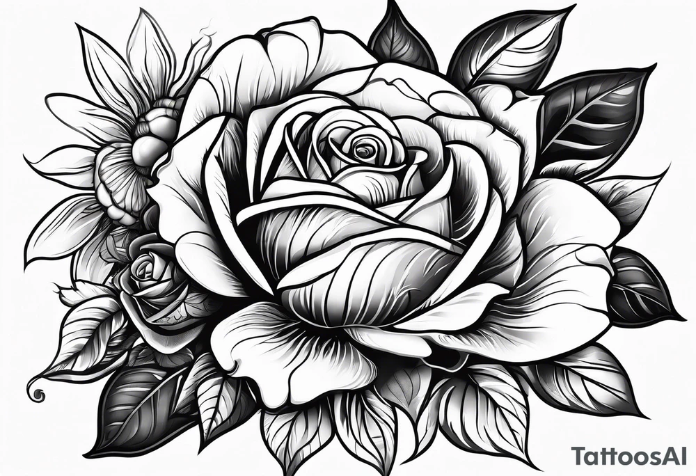 flower rose , sunflower, animal tattoo idea