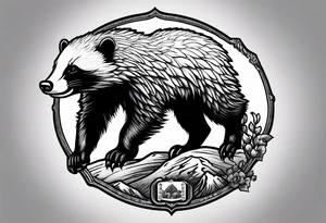 honey badger climbing-over, claws, rear view tattoo idea