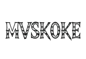 The word “MVSKOKE” shaded with Native American pattern tattoo idea