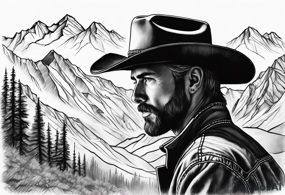 Mountains cowboy tattoo idea