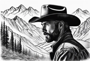 Mountains cowboy tattoo idea
