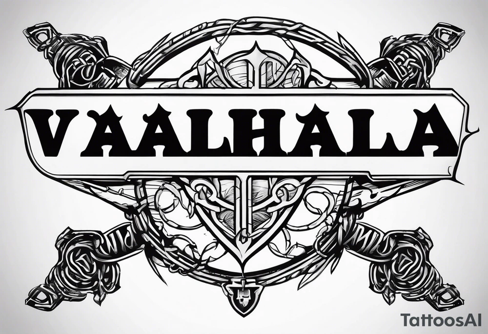 Valhalla sword shield barb wire chain tattoo idea