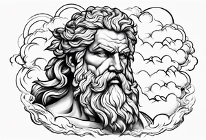 Zeus with lightning in the clouds tattoo idea