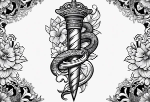 Feminine dagger with a snake around it. Tattoo should be twice as long as wide tattoo idea